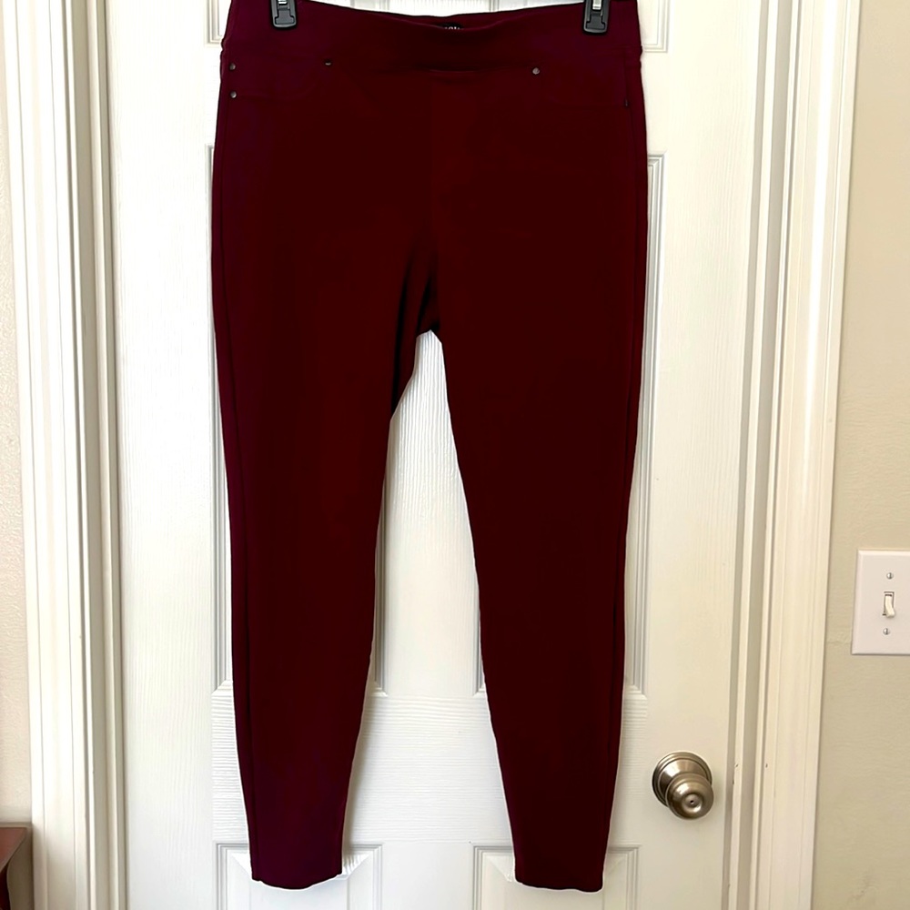 Liverpool Womens Maroon Pull On Ponte Pants Leggings Fitted Elastic Waist 14/32